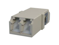 Shuttered LC Duplex Fibre Optic Adapter, Beige - Front View