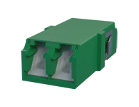 Shuttered LC Duplex Fibre Optic Adapter, Green - Front View
