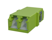 Shuttered LC Duplex Fibre Optic Adapter, Lime Green - Front View