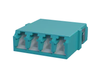 Shuttered LC Quadplex Fibre Optic Adapter, Aqua - Front View
