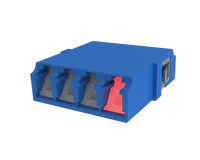 Shuttered LC Quadplex Fibre Optic Adapter, Blue - VFL Demonstration