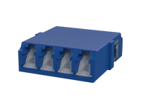 Shuttered LC Quadplex Fibre Optic Adapter, Blue - Front View