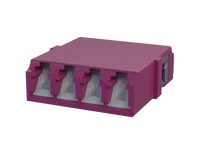 Shuttered LC Quadplex Fibre Optic Adapter, Erika Violet - Front View