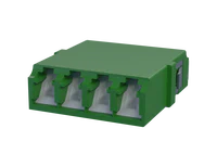 Shuttered LC Quadplex Fibre Optic Adapter, Green - Front View