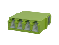 Shuttered LC Quadplex Fibre Optic Adapter, Lime Green - Front View