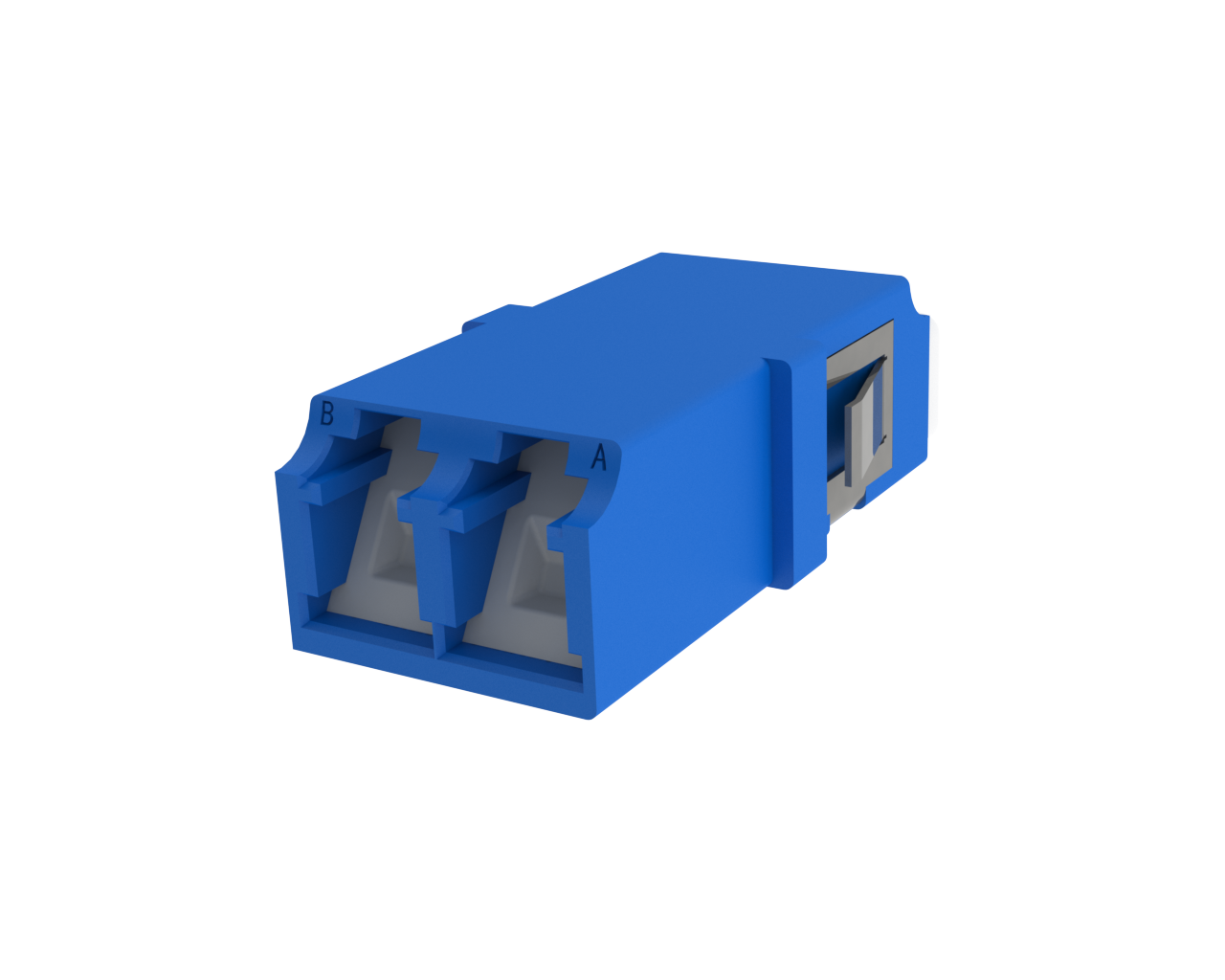 Shuttered LC Fiber Optic Adapter - Front View