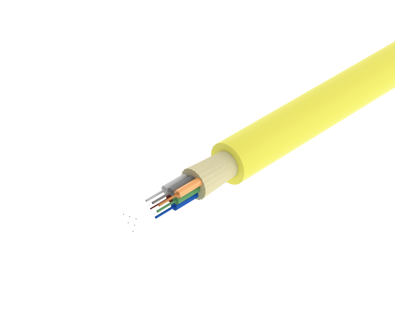 كابل TightBEND™ 12 أليافًا داخليًا/خارجيًا محكمًا ومخزنًا مؤقتًا، وضع واحد، أصفر