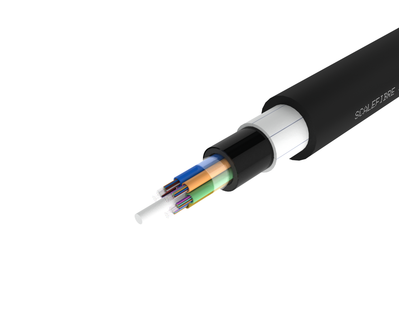 Non-Metallic Armoured Loose Tube Outdoor Fibre Cable – PE/PA/PE Jacket, 72, 96 and 144 Fibre