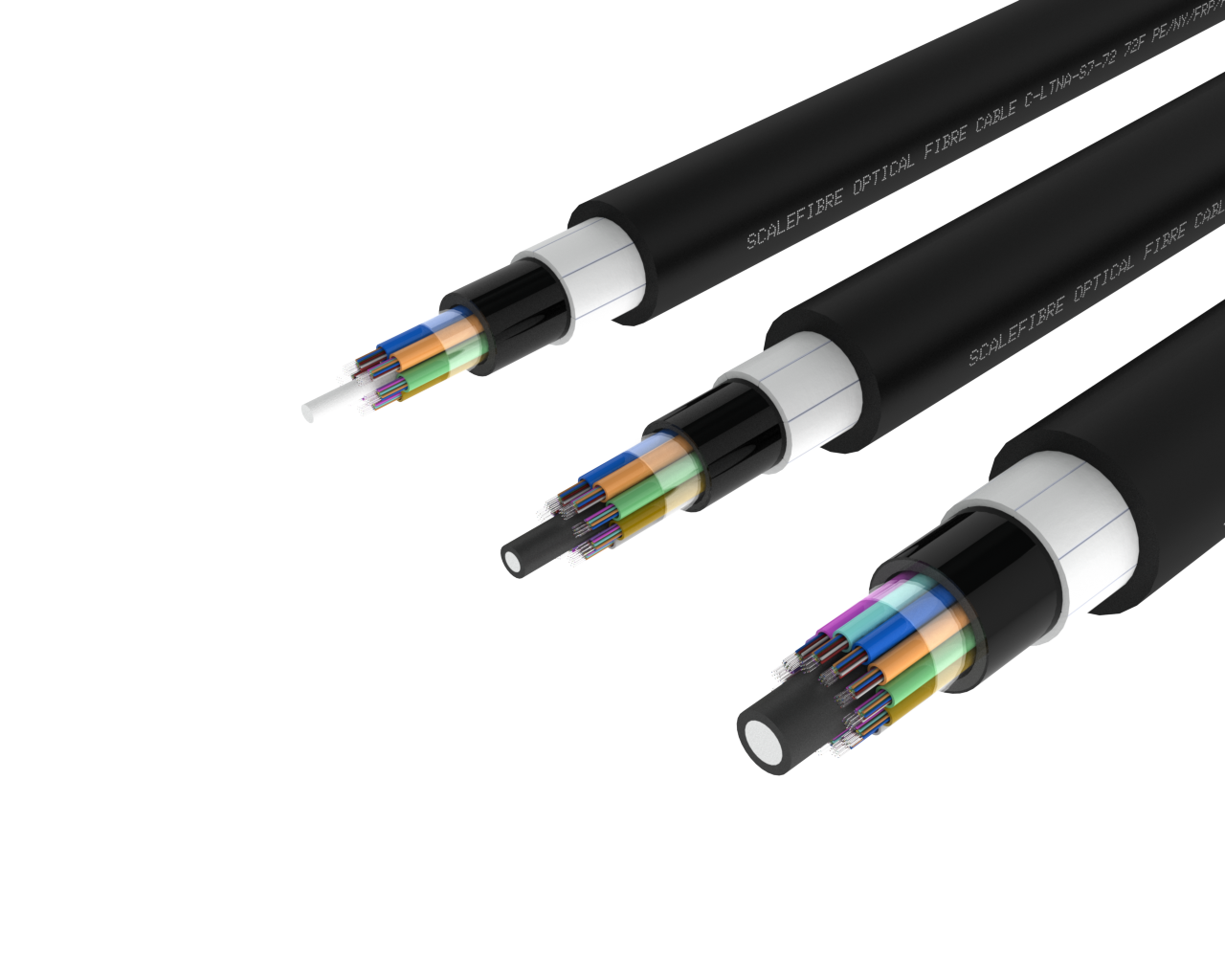 Non-Metallic Armoured Loose Tube Outdoor Fibre Cable – PE/PA/PE Jacket, 72, 96 and 144 Fibre