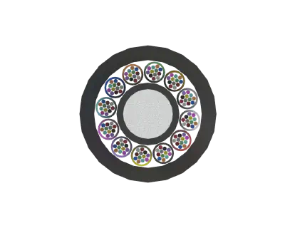 كابل الألياف الضوئية 144F ذو الأنبوب المصغر السائب، المقطع العرضي