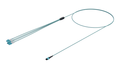 MPO ל-LC Fanout של 8 סיבים, OM4 Aqua