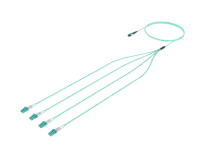 8 Fibre MPO to LC Fanout, OM4 Aqua