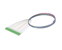 פיגטייל סיב אופטי חד-אופן מוגן 900 מיקרומטר, LC/APC, אריזה של 12 יחידות צבעוניות